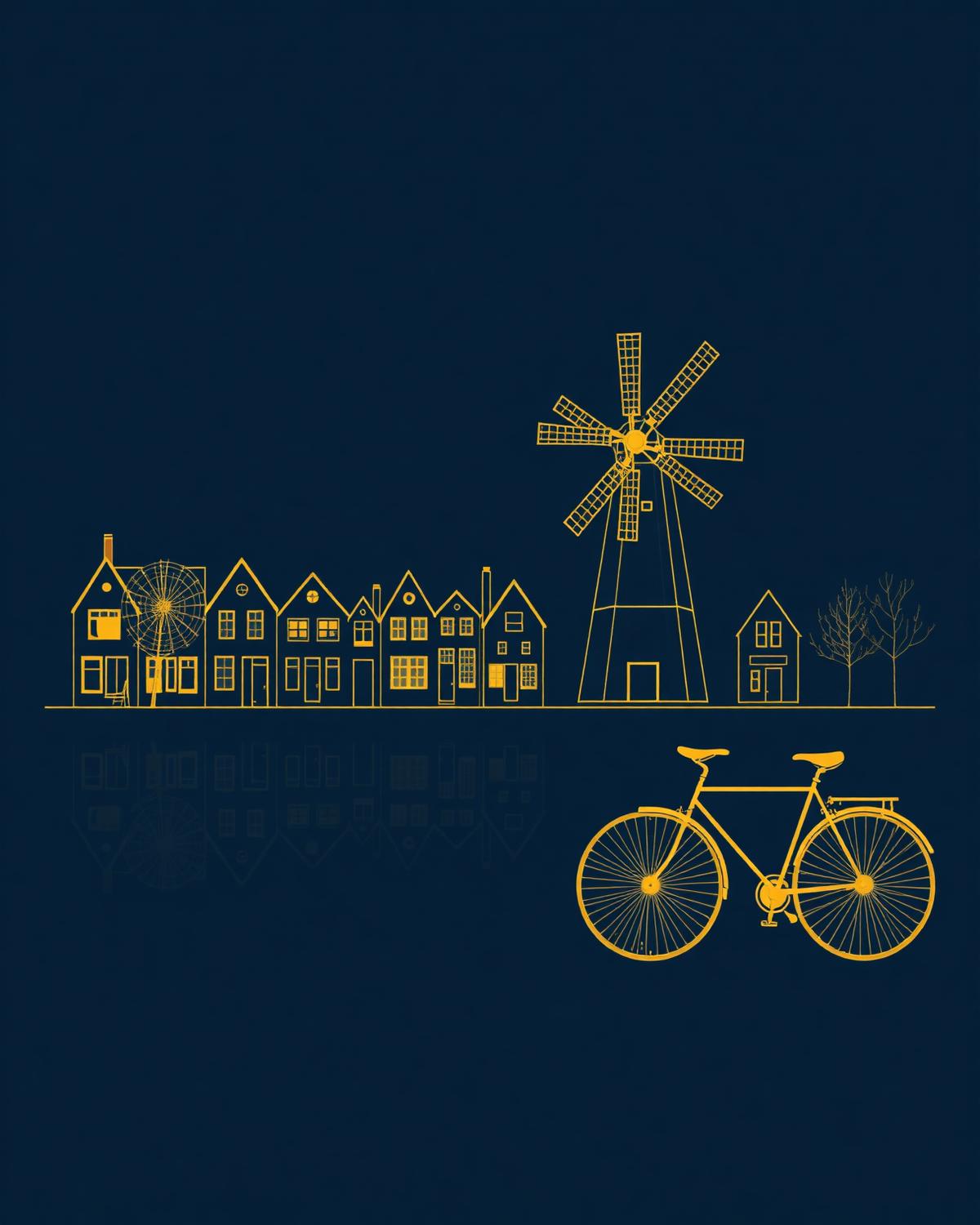 Illustrated landmarks of Netherlands